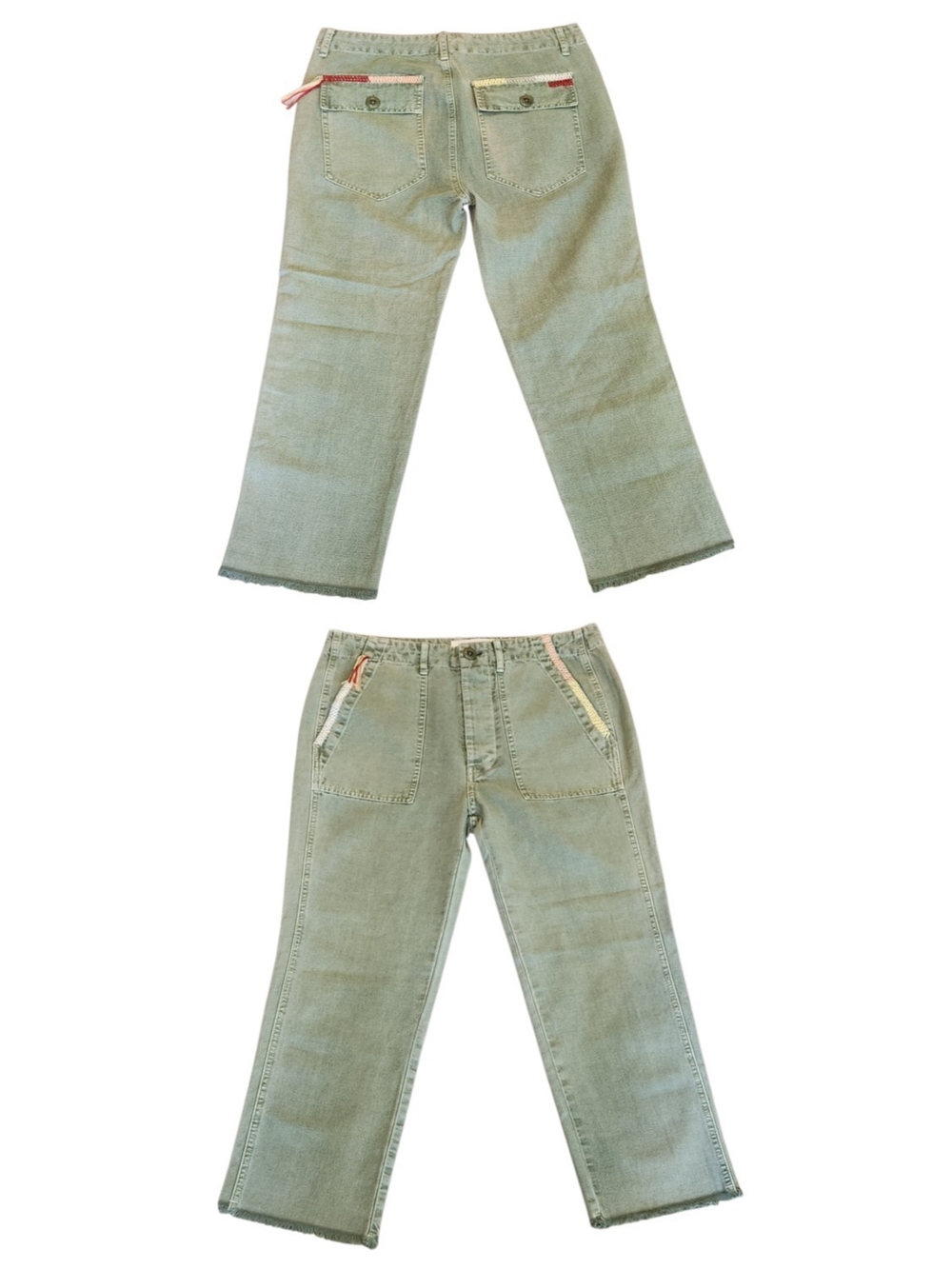 NWOT The Great Utility Buttonfly Relaxed Cropped Embroidered Flap Pocket Pant 25